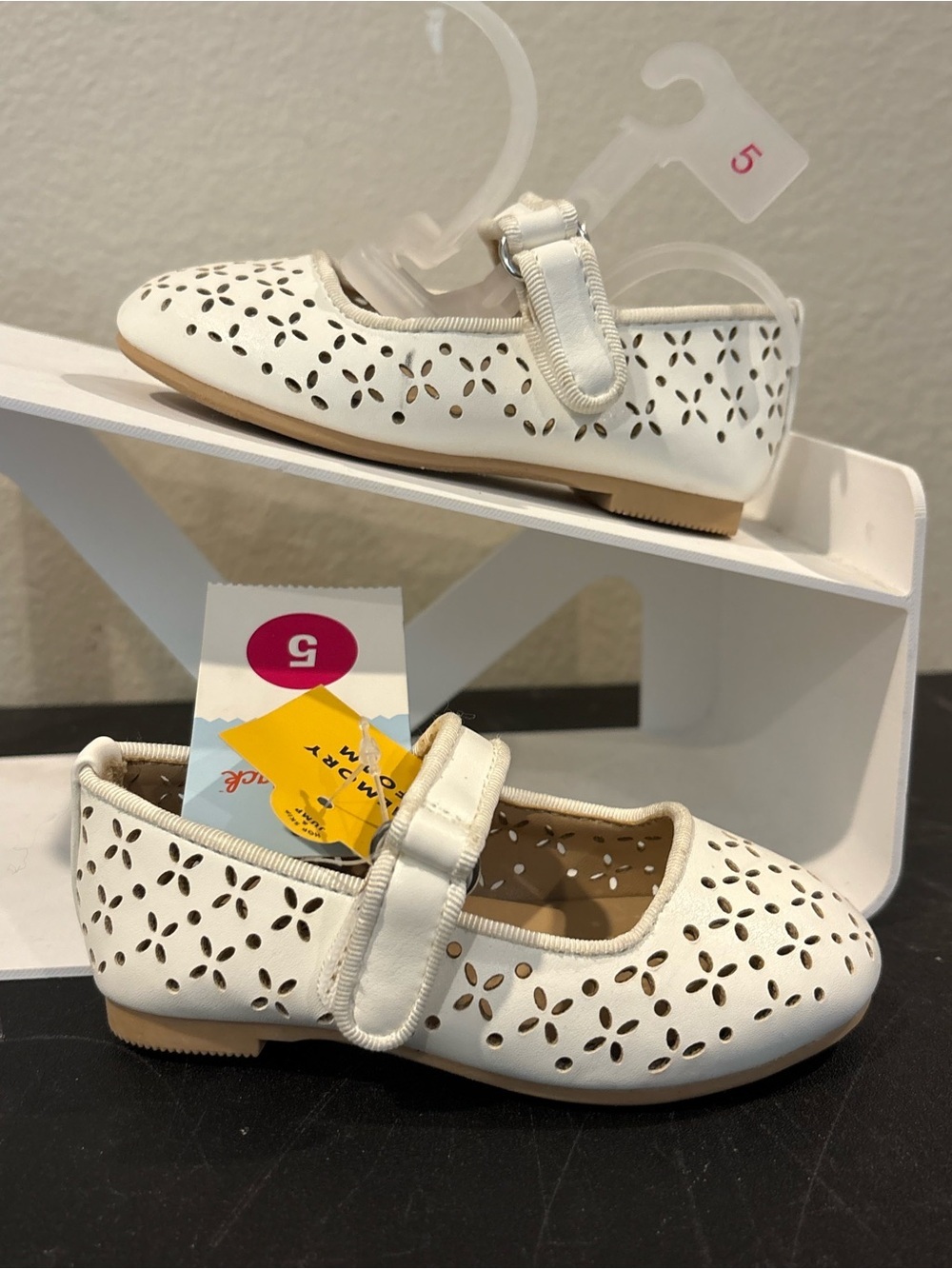 NEW Cat & Jack Addy White Baby Size 5 Memory Foam Lattice Flats - Picture 1 of 6